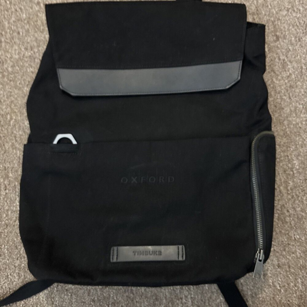 Timbuk2 Men's Jet Black Canvas Foundry Pack Laptop Backpack Work Travel CO logo
